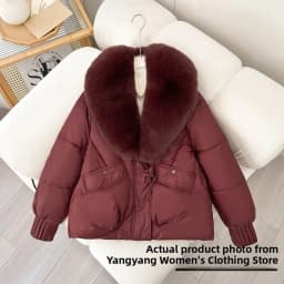 Autumn Winter Thickened Cotton Jacket Women's Outerwear with Button Closure And Fur Collar Korean Style Long Sleeve Coat