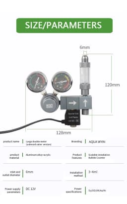 Aquarium CO2 Regulator Dual Meter Solenoid Valve Quick Plug Foam Recorder Control System Fish Tank CO2 Pressure Reducing Valve
