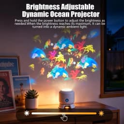 360° Rotating Starry Ocean Projection Night Light Dynamic Projector Decorative Lamp Ocean Themed Projection Light Christmas Gift