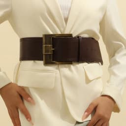Brown Black Red Vintage Wide Belts PU Leather Girdle Square Antique Copper Buckle Men Women Jeans Accessories