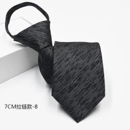 New 7cm Mens Tie Pre-tied Easy Wear Neck Tie Business Wedding Zipper Lazy Pre-tied Korean Style Striped Plaid Solid Necktie