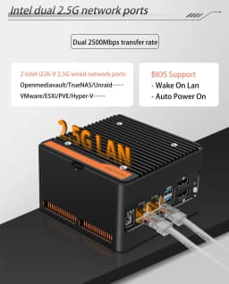 World Smallest NAS Mini PC Intel I3 N305 N150 N100 Firewall Mini PC 4xM.2 NVMe 2xSATA3.0 Slot DDR5 2x2.5G LAN 2xUSB3.2 2xHDMI2.0