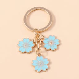 Cute Enamel Keychain Colorful Sakura Flower Key Ring Sweet Key Chains for Women Girls Handbag Accessories DIY Jewelry Gifts