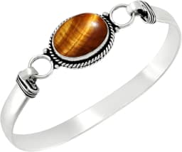 Vintage 925 Silver Bangle Natural Oval Moonstone Bangle Bracelets Handmade Birthstone Bangle Gifts Fine Jewelry for Women Men
