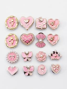 Pearl Shoe Charms Set Creative DIY Pink Shoe Flower Diamond Butterfly Rhinestone Detachable Chain Buckle Shoe Decoration 1 Set