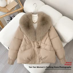Autumn Winter Thickened Cotton Jacket Women's Outerwear with Button Closure And Fur Collar Korean Style Long Sleeve Coat