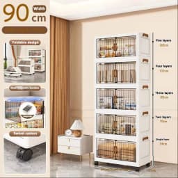 Heavy Duty Foldable Storage Cabinet with Wheels – Multi-layer Baby Wardrobe & Toy Organizer for Bedroom, Space-Saving for Kids