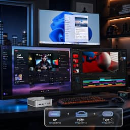 Ninkear M8 Mini PC AMD Ryzen 7 8745HS, Radeon 780M Graphics, 16GB DDR5 1TB SSD, 8K or Triple 4K Display, USB-C, USB 3.2, HDMI, DP 2.0, 2.5G LAN, WiFi 6, Windows 11 Pro