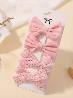 4Pcs/Set Solid Color Lace Hair Clips for Girls Handmade Velvet Bowknot Baby Hairpins Headwear Hair Accessories Wholesale
