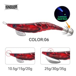 Kingdom Squid Bait 2.5# 3.0# 3.5# Artificial Jigging Lures Slow Sinking Strong Hooks Sea Fishing Octopus Cuttlefish Luminous EGI