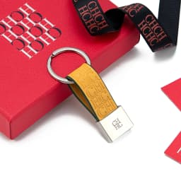CH Embossed Monogram Leather Keychain Gold Plated Key Ring Luxury Stylish Key Holder Gift Daily Use Fashion Accessory Trendy