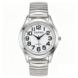 Simple Business Casual Couple's Watch with Elastic Strap and Arabic Numeral Dial, Quartz Watch for Men and Women
