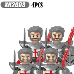 Medieval Infantry Knight Figures Building Blocks England Wars Rose Soldier Castle Military Army Guard Helmet Weapons Bricks Toys