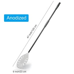 12" Hard Anodized Perforated Pizza Peel Rectangle Pizza Turning Shovel Set Aluminum Pizza Peel Paddle 40cm Long Silicone Handle