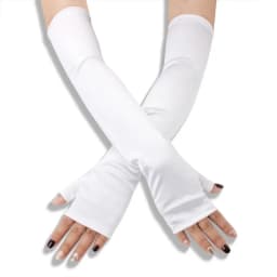 49cm Women Satin Long Fingerless Gloves Solid Retro Style Opera Wedding Evening Dress Accessories Etiquette High Elasticity