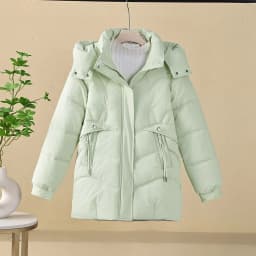 Korean Trend Women's Solid Color Long-sleeved Versatile Zipper Jacket Winter New Holiday Hooded Loose Warm Thickened Coat