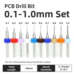 TOOLEYE 10pcs 0.1-1.0mm PCB Drill Bit Micro Carbide Drill Bit Printed Circuit Board Wood Modeling Mini CNC Metal Drill Bit Set