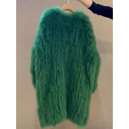 Eco-Friendly Fur Coat Women's Mid-Length Fashionable Casual Style Long Sleeve V-Neck Three Button Closure Outerwear