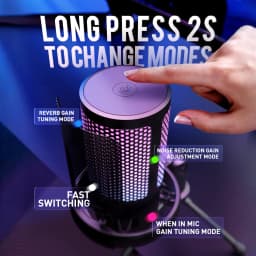 Gaming PC USB Microphone, Podcast Condenser Microphone, Mute Button, Gain Control For Live Chat, RGB PC Microphone For Live Gami