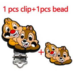 2pcs/set Silicone Cartoon Animal Pacifier Clip Molar Bead DIY Pacifier Chain Jewelry Accessories