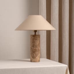 Nordic Cylindrical Marble LED Table Lamp White Fabric Lampshade Living Room Study Restaurant Bedroom Desk Lights Home Decoration