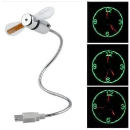 1pcs USB Gadget Mini LED Light USB Fan Desktop Time Display Adjustable Flexible with Realtime Clock New
