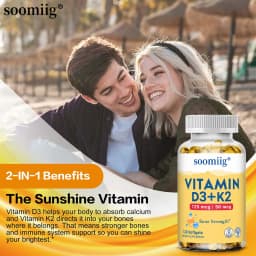 Vitamin D3+K2 Capsules 5000IU 120pcs Bone & Immune Support Vegan Supplement for Bone Precision and Overall Health