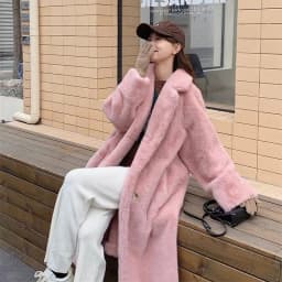 2025 Autumn Winter New Loose Environmentally Friendly Rabbit Fur fur Coat Long Thick Warm Temperament Loose Suit Collar Coat