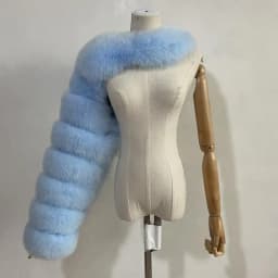 BEIZIRU Women's Real Fur Coat Silver Fox Red Fox Two Sleeve 60CM Length Naked Fashion