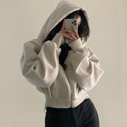 2025 Spring Autumn New Insfleece-lined Versatile Cropped Slims Smooths Silhouette Zip-up Warm Navy Blue Hooded Sweatshirt Women