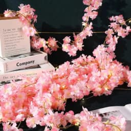 Simulated Pink Artificial Cherry Blossom Vine Fairy Light LED Wire Light String Color Light Wedding Decoration Light Party