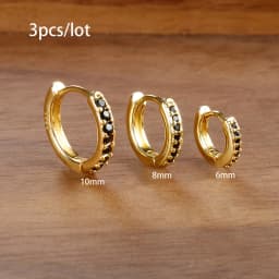 3 PCS/Set Simple Stainless Steel Crystal Small Hoop Earring Women Tiny Gold Color Cartilage Piercing Earring Minimalism Jewelry