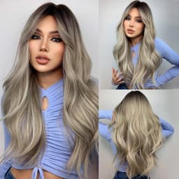HENRY MARGU Long Wavy Brown Red Orange Wigs with Bangs Cosplay Party Heat Resistant Synthetic Hair Wigs for Black Women Afro