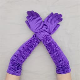 Women Long Solid folds Satin Soft Multicolor Ceremonial Gloves Dance Performance Elasticity Retro Style Opera