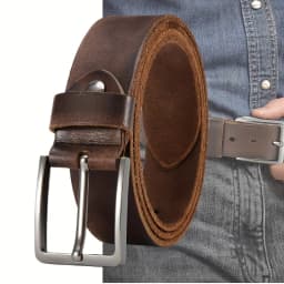Men's Pin Buckle Durable Genuine Leather Belt with Adjustable Buckle Holes Perfect for Business Retro Wear Casual Formal Outfits