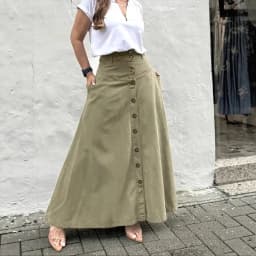 Falda Disfraz Ropa Mujer Button Up High Waisted Button Up Skirt Versatile For Autumn Winter, Loose Slit A-line Mid Length Skirt