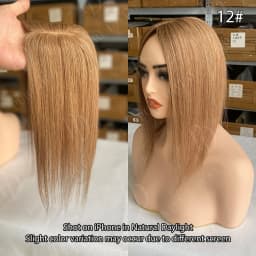 10x12cm Human Hair Topper with Silk Base 40cm Straight Clip in Hairpiece for Women Natural Scalp Simulation Thinning Hair Toupee