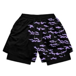 3D Print Anime Shorts Men Bilayer 2-In-1 Sports Shorts Fitness Basketball Shorts,Double-Layer Design Quick-Drying and Breathable