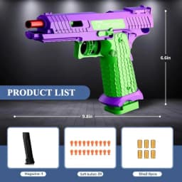 SIG17 Shell Ejecting Soft Bullet Gun, Mechanical Toy Empty Hanging Pistol Outdoor Shooting Game Educational Model Toy for Adult