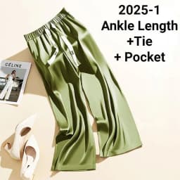 High Waist Silk Drape Straight Leg Pants Women's Casual Trousers Elegant Draped Straight Pants High Waist Silk Pants