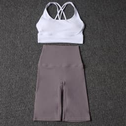 Nylon Yoga Set Gym Two Piece Sets Womens Bra Top Women Cycling Shorts Sport Fitness Sportswear 45 Colors Womens Clothing