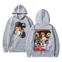 Classic Michael Jackson King of Pop Double Sided Print Hoodie Men Vintage Gothic Rock Sweatshirt Man Casual Oversized Streetwear