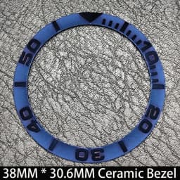 Sloping 38mm * 30.6mm Ceramic/Aluminum Blue Luminous Bezel GMT and Diving Watch Insert Fit for 40mm Watch Case Replacement Watch