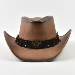 100% Leather Western Cowboy Hat Men Wide Brim Gentleman Church Jazz Cap Cowgirl Hats Sombrero Hombre