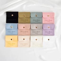 100Pcs Customized Logo 8x8cm Jewelry Microfiber Snap Bag Velvet Envelope Button Pouch Portable Travel Gift Organizer Ring Pocket