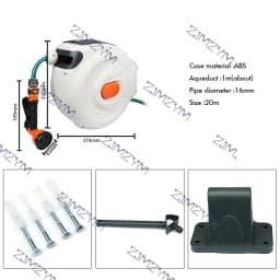 10/20m/30m Automatic Rewind Hose Reel with 7 Pattern Hose Nozzle Water Hose Reel Slow Return System for Car Garden