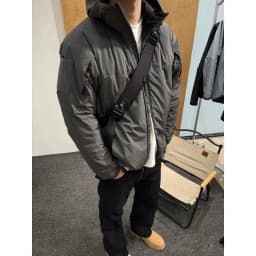 Windproof Cotton Jacket with Hood And Stand Collar from Junnuo Series Warm Filled with White Duck down for Young Men Loose Fit