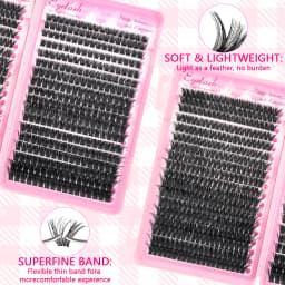 Voluminous Fluffy Cluster Lashes Kit – 200/290/666 Cluster 80D100D Show-Stopping Party Looks! Curated Length Mix
