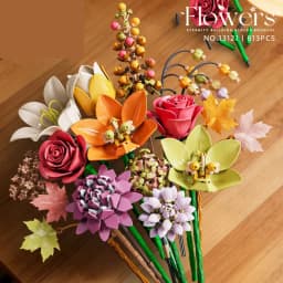 Ceremony Flowers Building Blocks Set Botanical Collection Rose Bouquet Bricks Puzzle Hobbies Girl's Gift Flower Holiday Gift