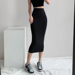 Elastic Mid-Waist Skirt Women's Spring Summer Sexy Straight Cut Cotton Blend Tight Fit A-Line Skirt Fashionable Elegant